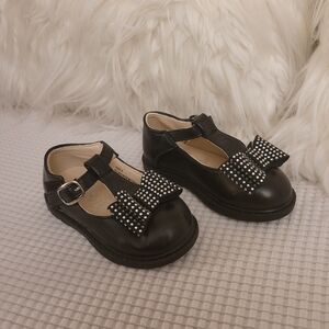 Vince Camuto Black Girls' T-Strap Dress Shoes with Studded Bow
